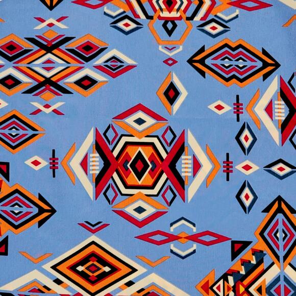 LuLaRoe Joy Vest XS Blue Orange Red Black Aztec Geo Longline Duster Coverup - Picture 3 of 8